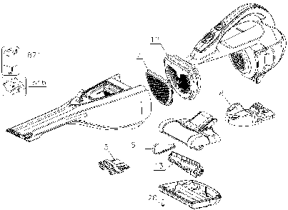 Exploded Diagram A Diagram and Parts List for HLVA325JP07 Type 2 Black and Decker Hand Vacuum
